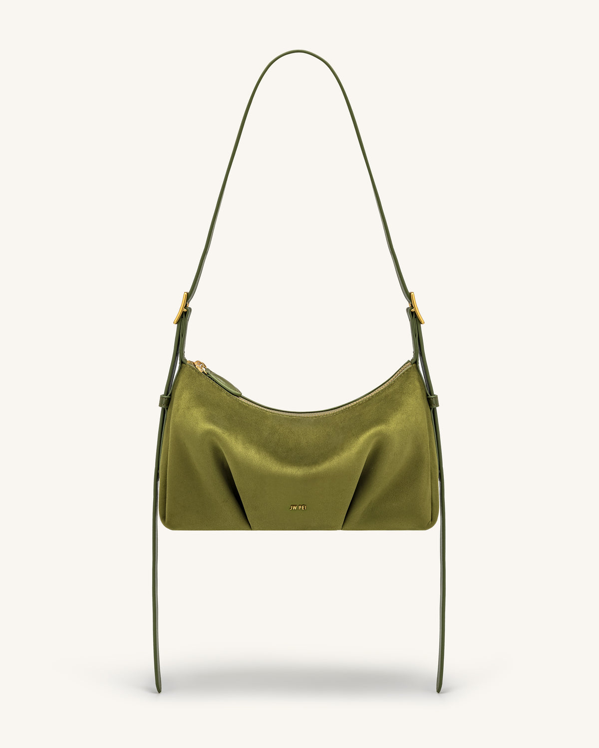 Loriette Faux Suede Crossbody Bag - Olive Green