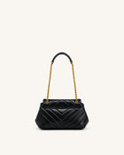 Valerie Quilted Chain Flap Shoulder Bag - Black