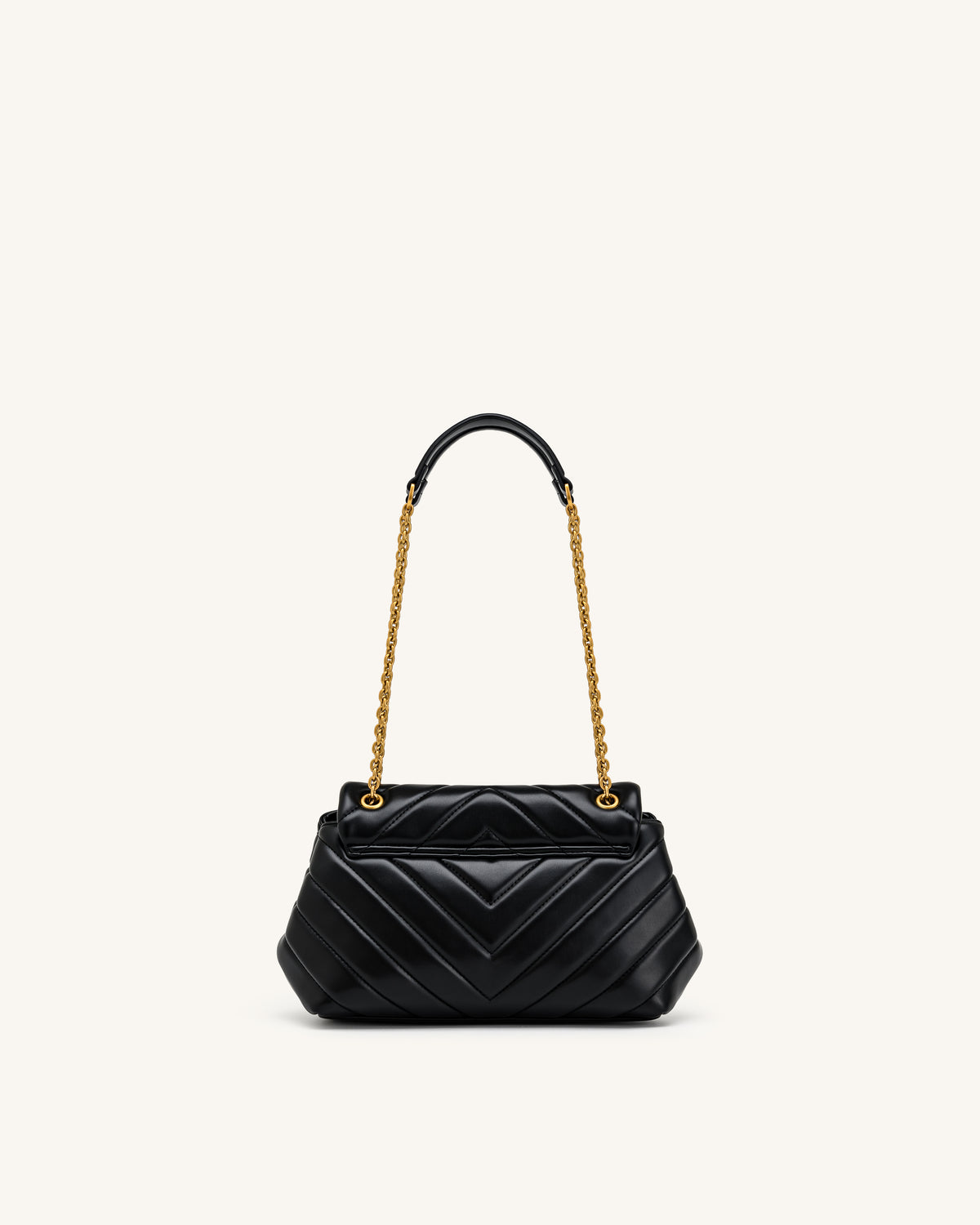 Valerie Quilted Chain Flap Shoulder Bag - Black