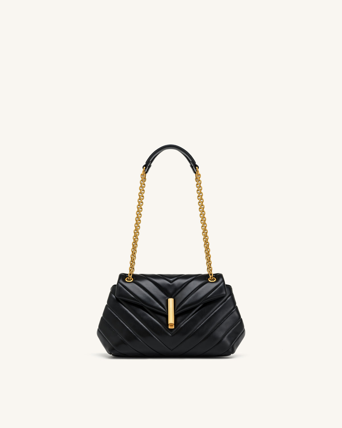 Valerie Quilted Chain Flap Shoulder Bag - Black