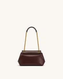 Valerie Chain Flap Shoulder Bag - Dark Brown