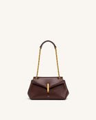 Valerie Chain Flap Shoulder Bag - Dark Brown