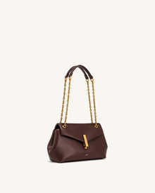 Valerie Chain Flap Shoulder Bag - Dark Brown