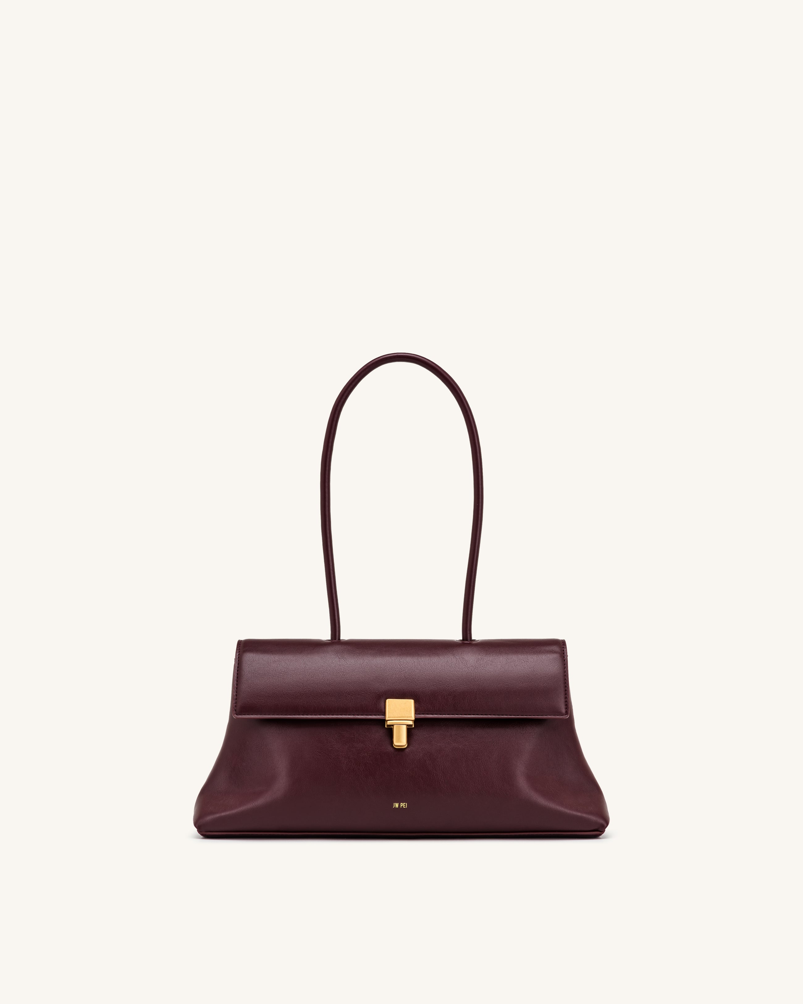 Selene Lock Flap Shoulder Bag - Burgundy