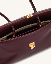 Selene Lock Flap Shoulder Bag - Burgundy