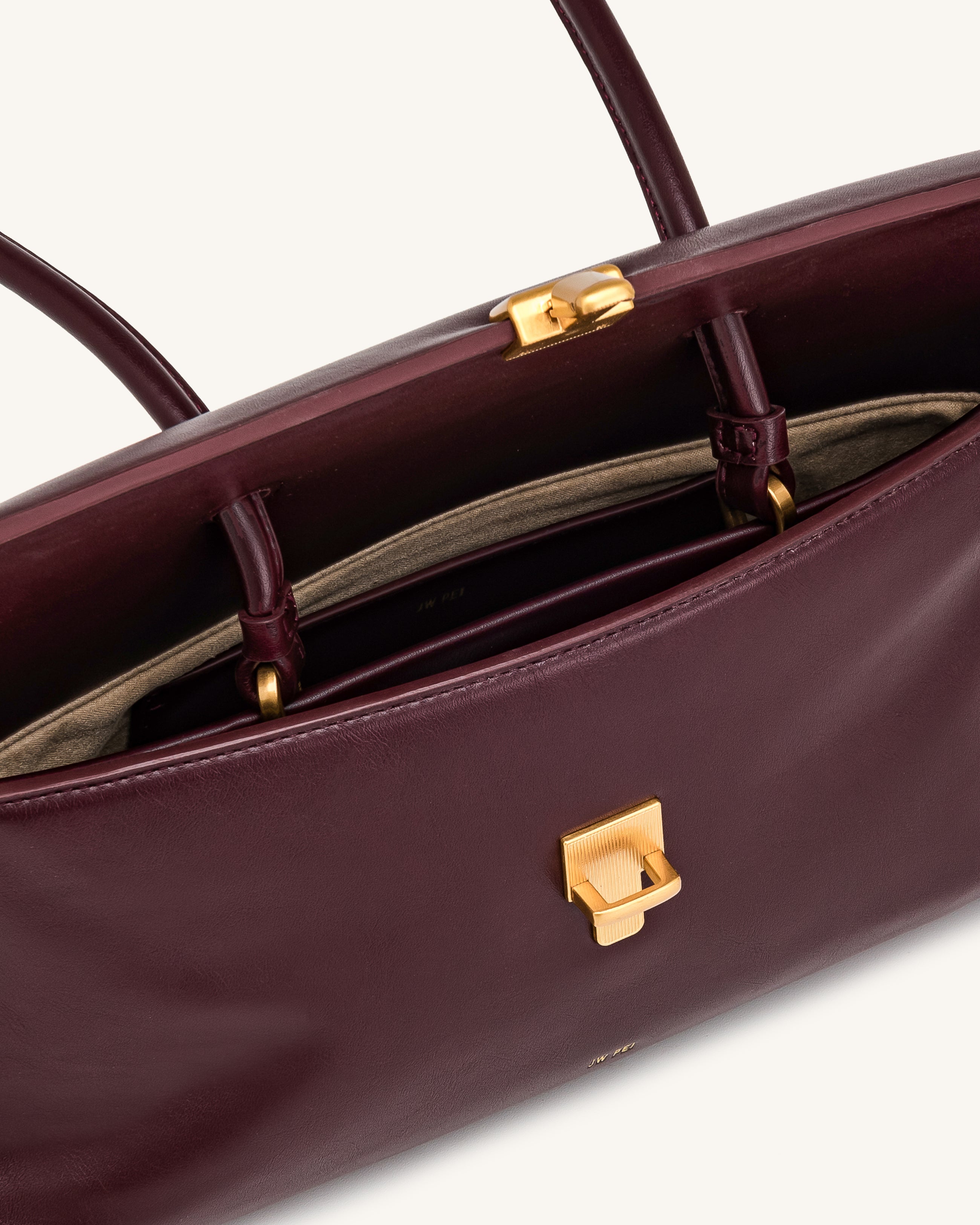Selene Lock Flap Shoulder Bag - Burgundy