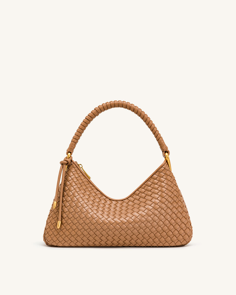 Lorena Woven Shoulder Bag - Camel