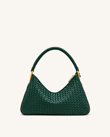 Lorena Woven Shoulder Bag - Emerald Green