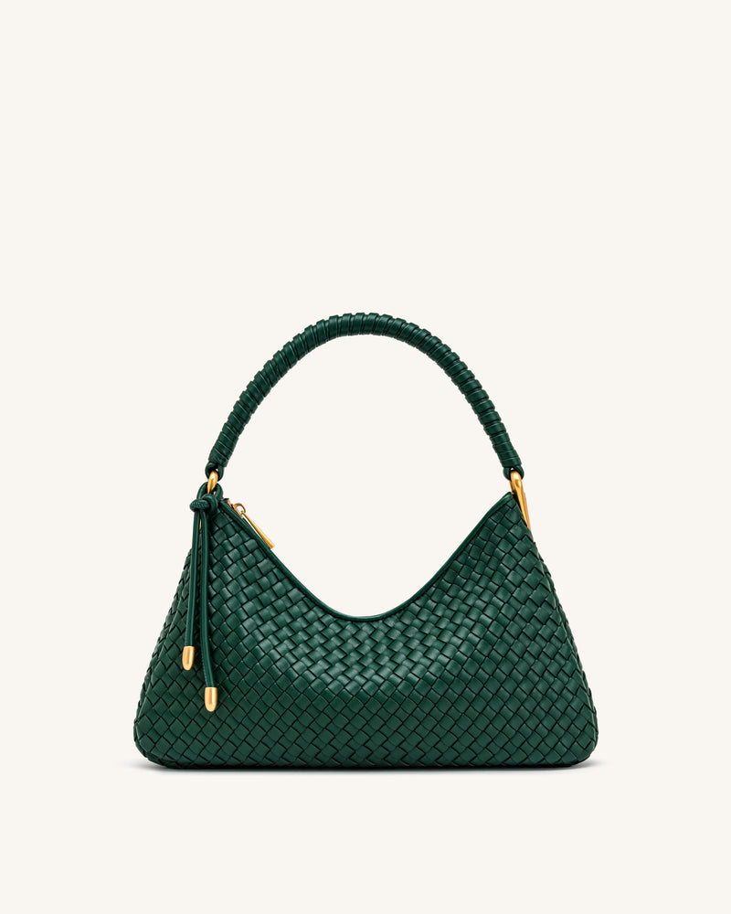Lorena Woven Shoulder Bag - Emerald Green