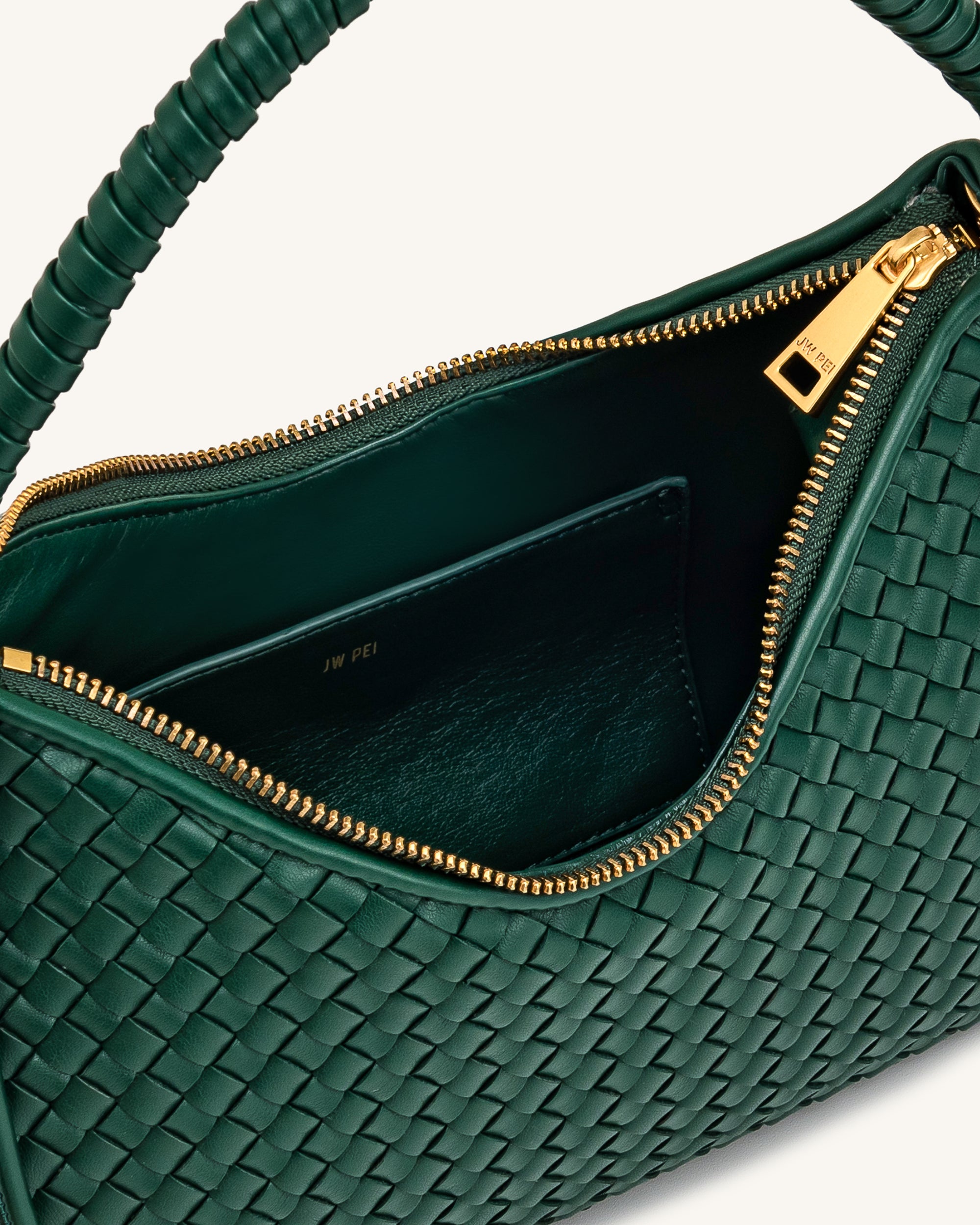 Lorena Woven Shoulder Bag - Emerald Green