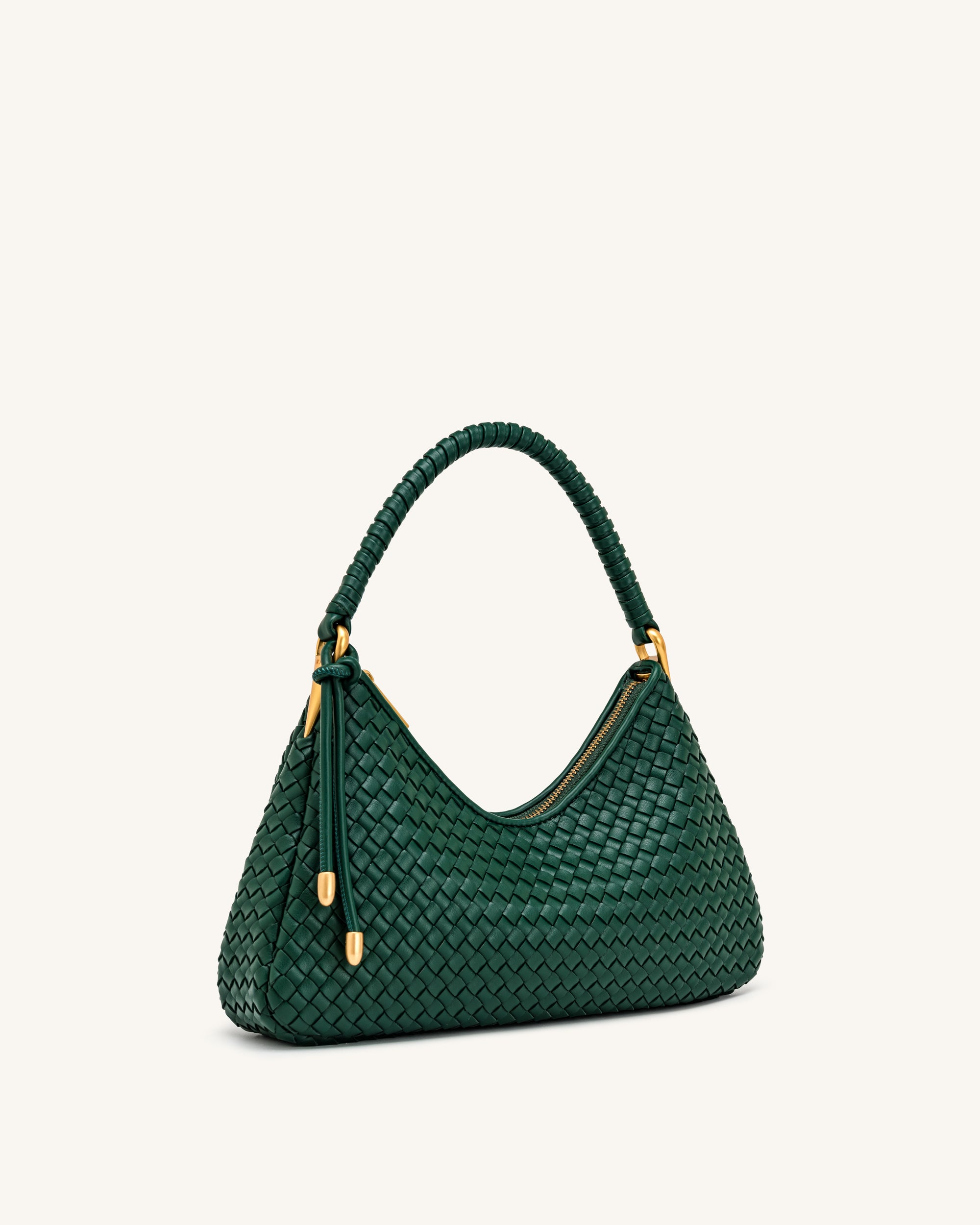Lorena Woven Shoulder Bag - Emerald Green