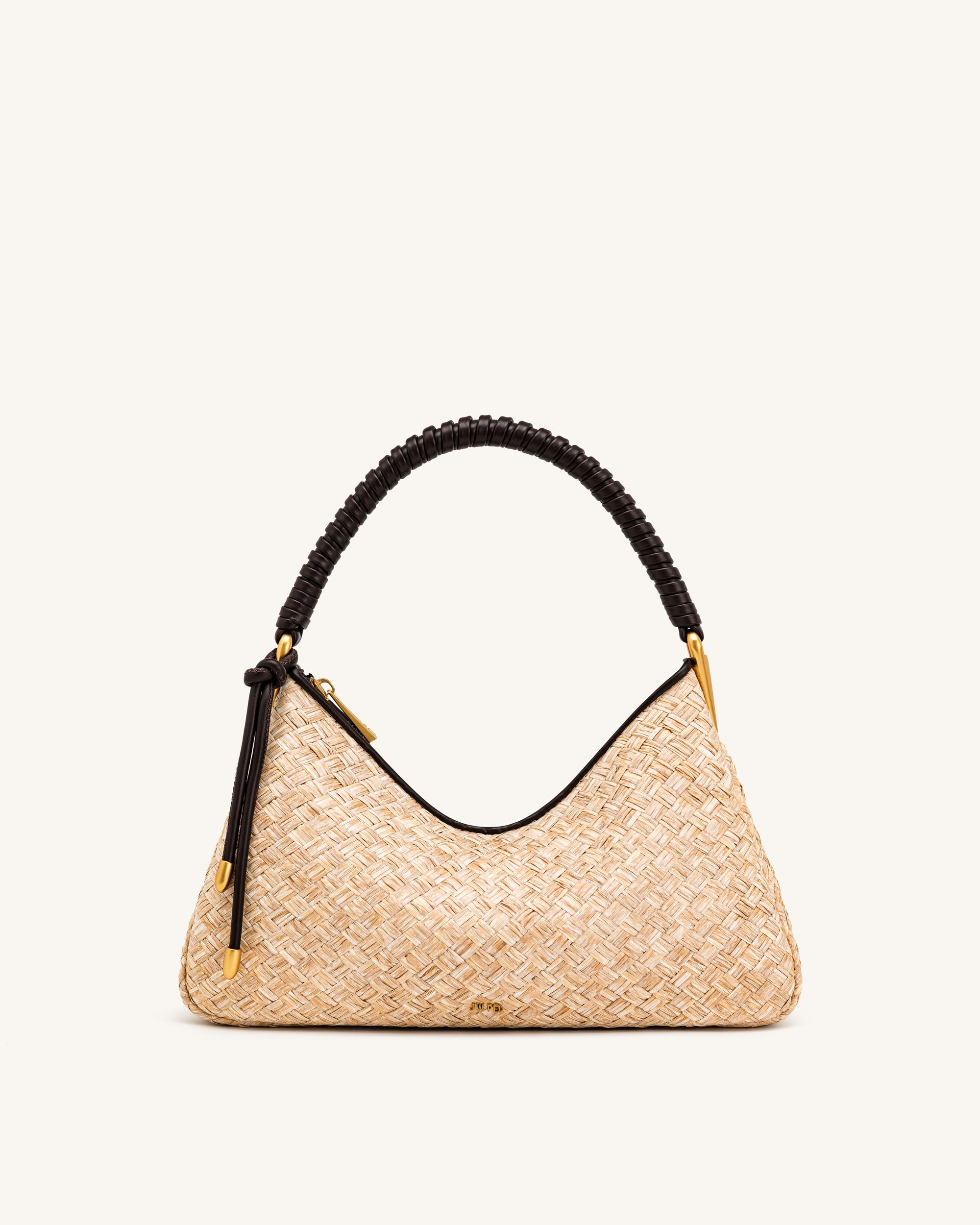 Lorena Faux Straw Shoulder Bag - Brown
