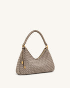 Lorena Woven Faux Suede Shoulder Bag - Stone Taupe