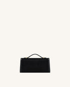 Delphine Faux Suede Top Handle Bag - Black