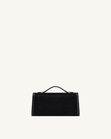 Delphine Faux Suede Top Handle Bag - Black