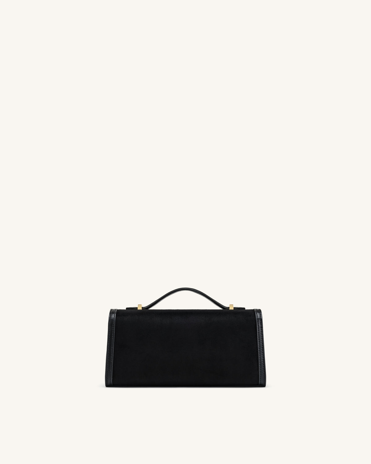 Delphine Faux Suede Top Handle Bag - Black