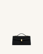 Delphine Faux Suede Top Handle Bag - Black