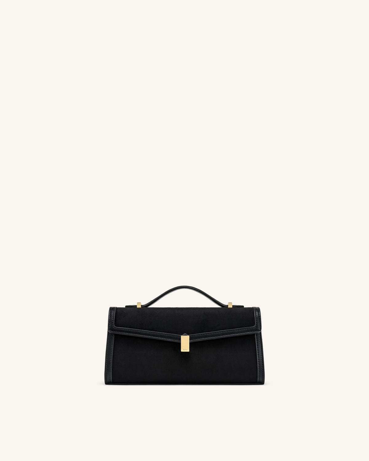 Delphine Faux Suede Top Handle Bag - Black