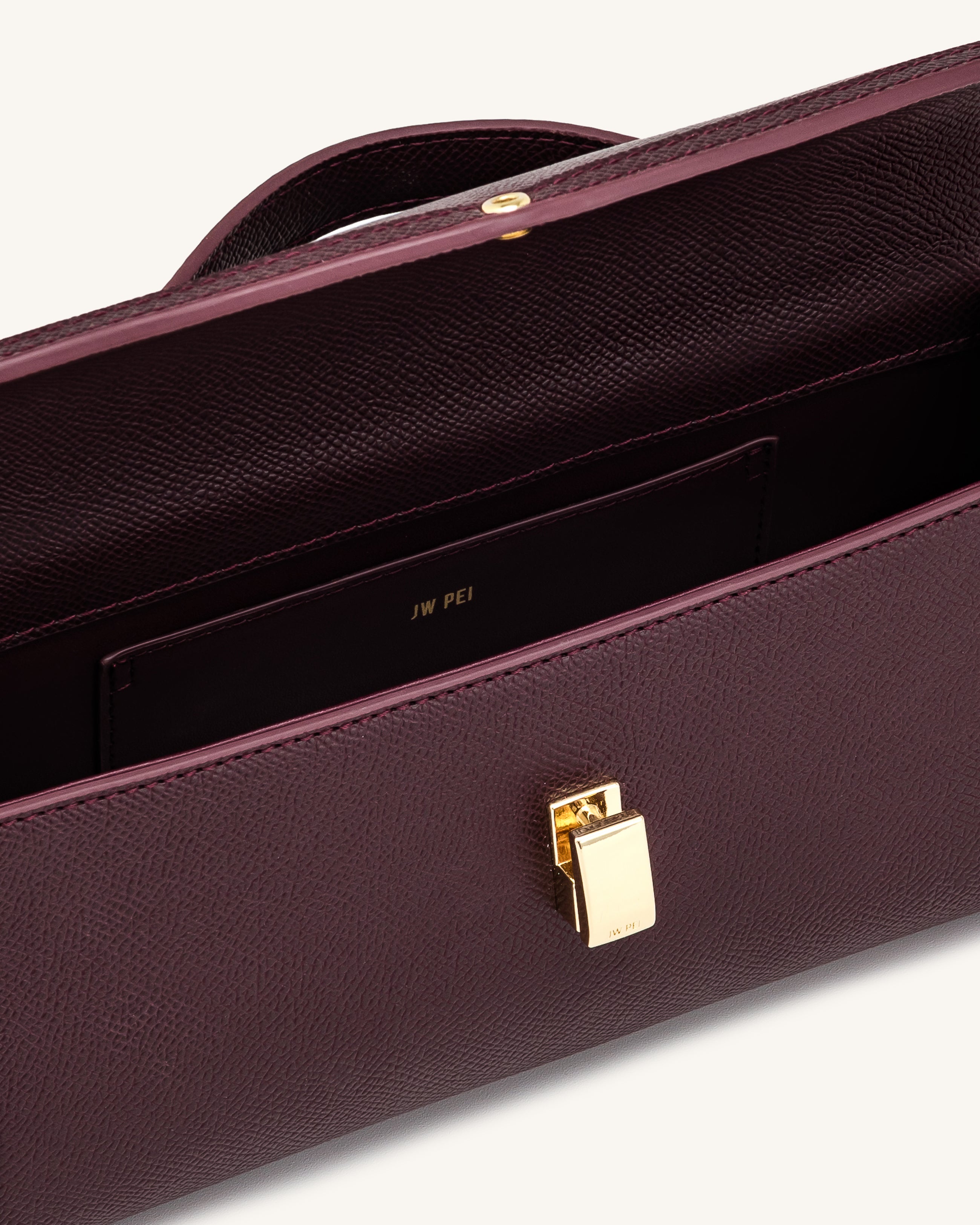 Delphine Saffiano Top Handle Bag - Deep Burgundy