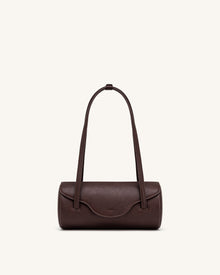Solenne Barrel Shoulder Bag - Dark Brown
