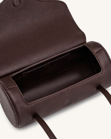 Solenne Barrel Shoulder Bag - Dark Brown