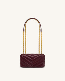 Riley Dachshund Quilted Flap Shoulder Bag - Deep Burgundy