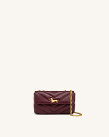 Riley Dachshund Quilted Flap Shoulder Bag - Deep Burgundy
