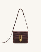 Evania Lock Shoulder Bag - Burgundy Croc