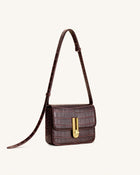 Evania Lock Shoulder Bag - Burgundy Croc