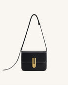 Evania Lock Pebbled Shoulder Bag - Black