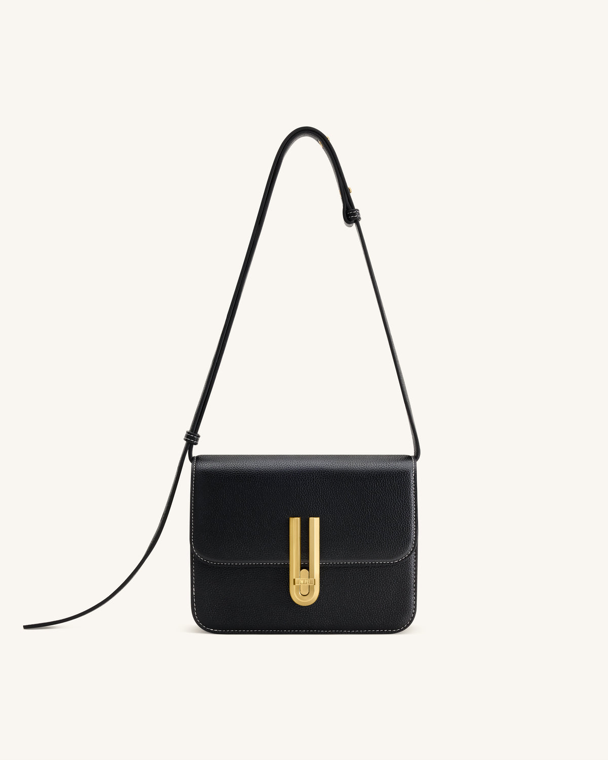 Evania Lock Pebbled Shoulder Bag - Black