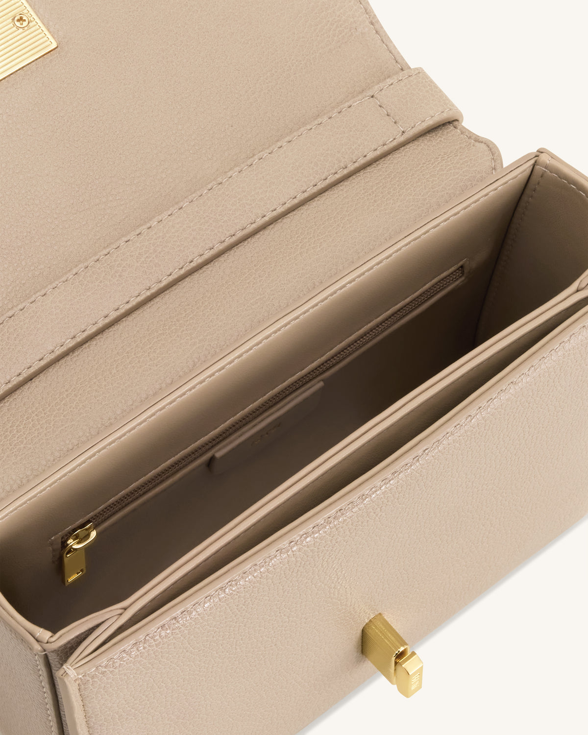 Evania Lock Pebbled Shoulder Bag - Khaki