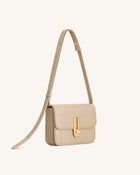 Evania Lock Pebbled Shoulder Bag - Khaki