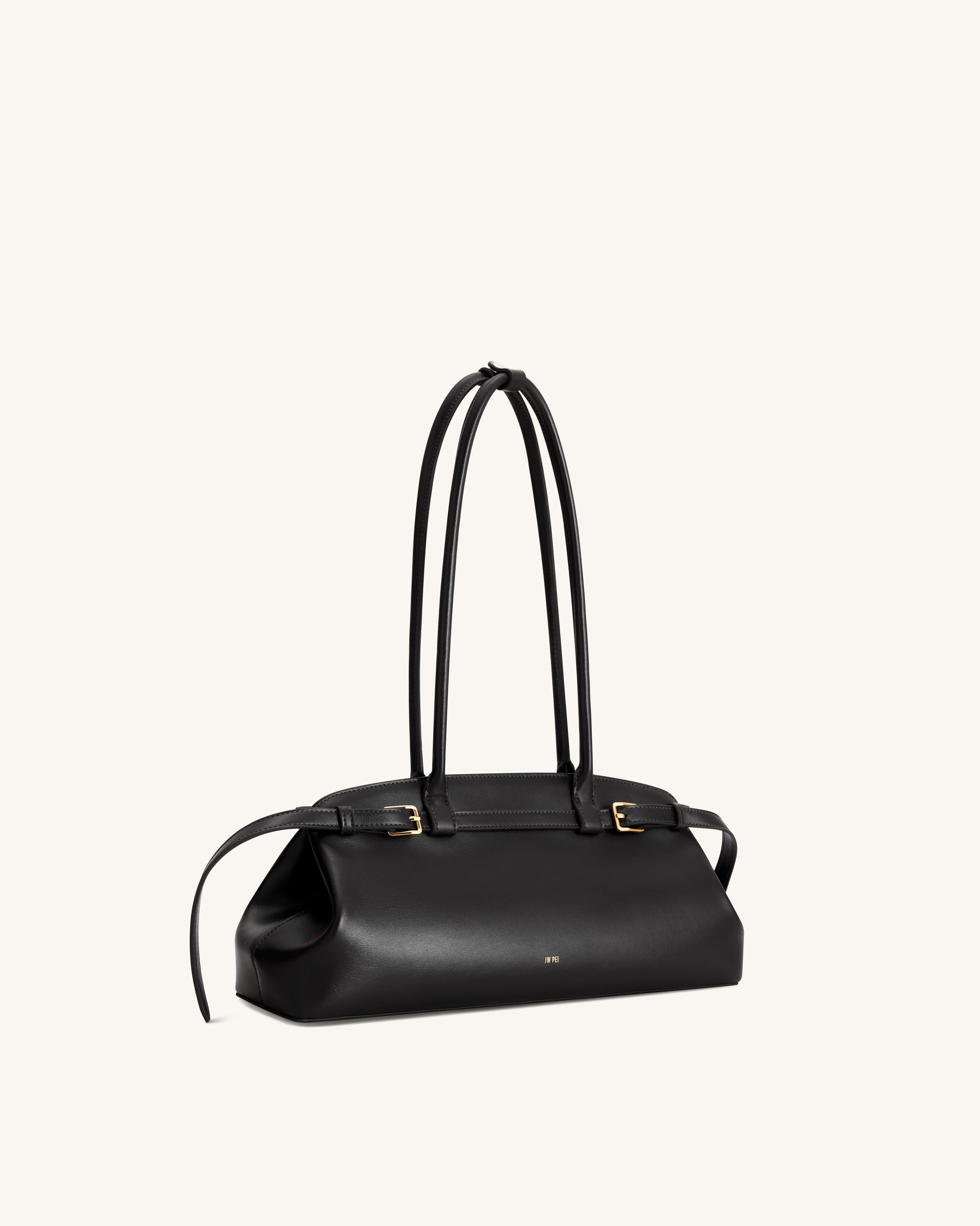 Arden Belt Detail East-West Shoulder Bag - Black