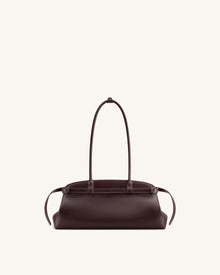 Arden Belt Detail East-West Shoulder Bag - Dark Brown