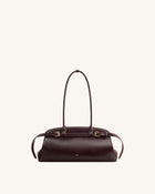 Arden Belt Detail East-West Shoulder Bag - Dark Brown