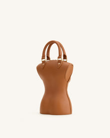 Tara Sculpted Handle Bag - Brown