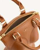 Tara Sculpted Handle Bag - Brown