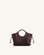Virelle Waxed Vegan Leather Drawstring Tote Bag - Burgundy