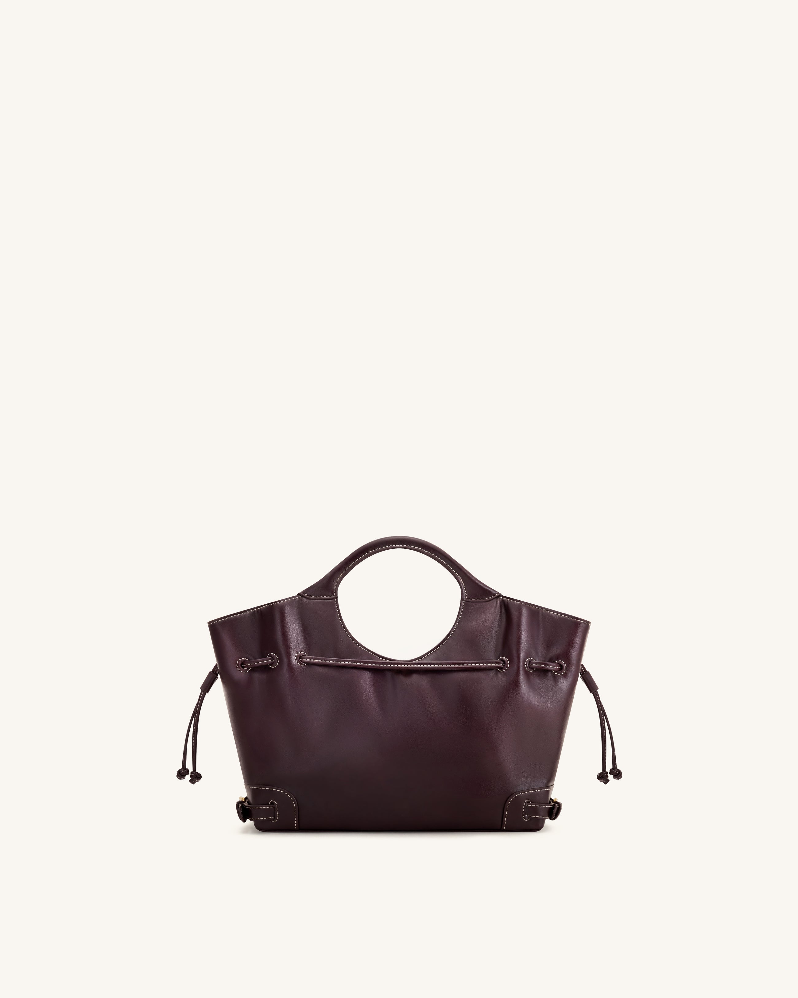 Virelle Waxed Vegan Leather Drawstring Tote Bag - Burgundy