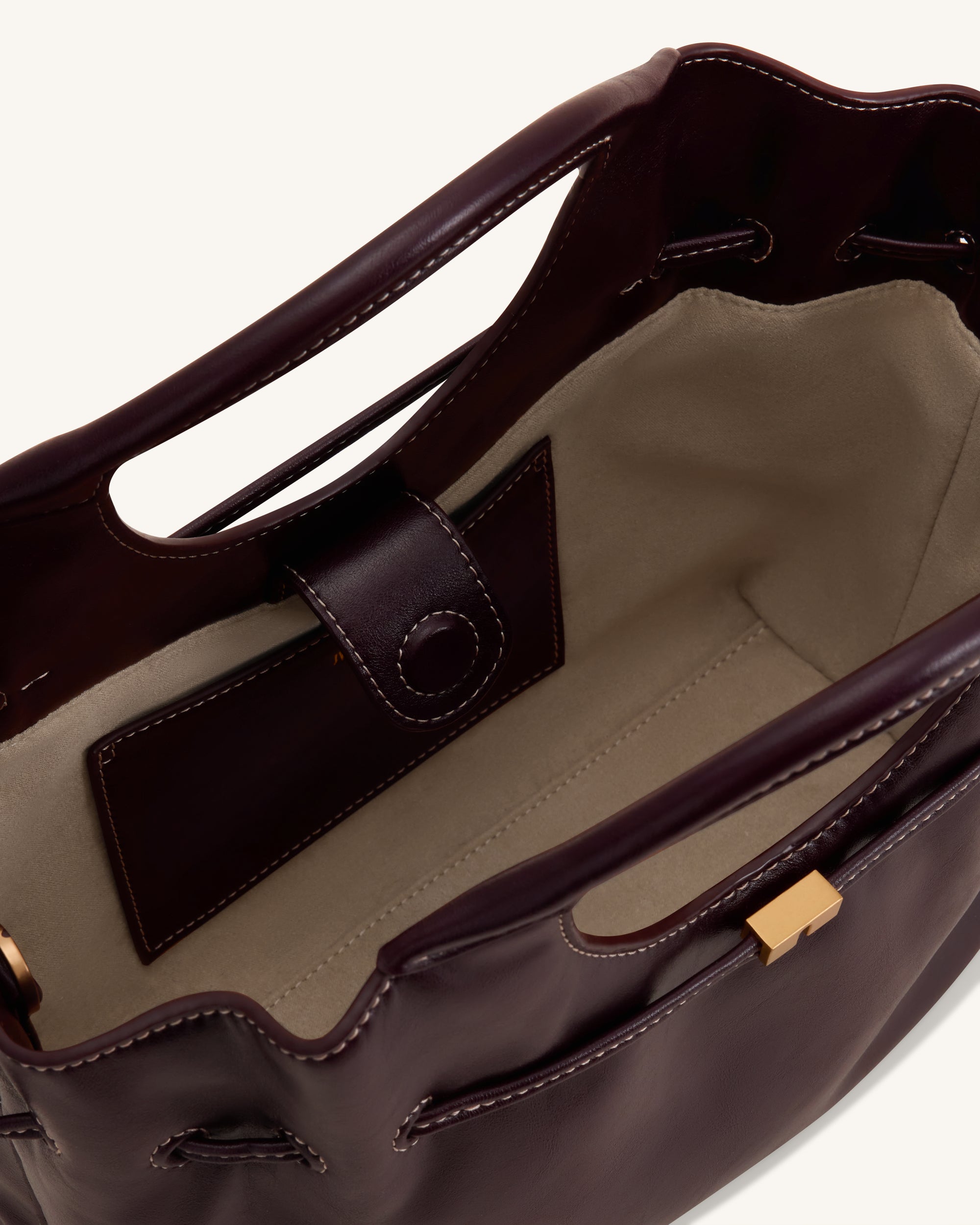 Virelle Waxed Vegan Leather Drawstring Tote Bag - Burgundy