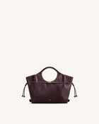 Virelle Waxed Vegan Leather Drawstring Tote Bag - Burgundy