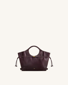 Virelle Waxed Vegan Leather Drawstring Tote Bag - Burgundy