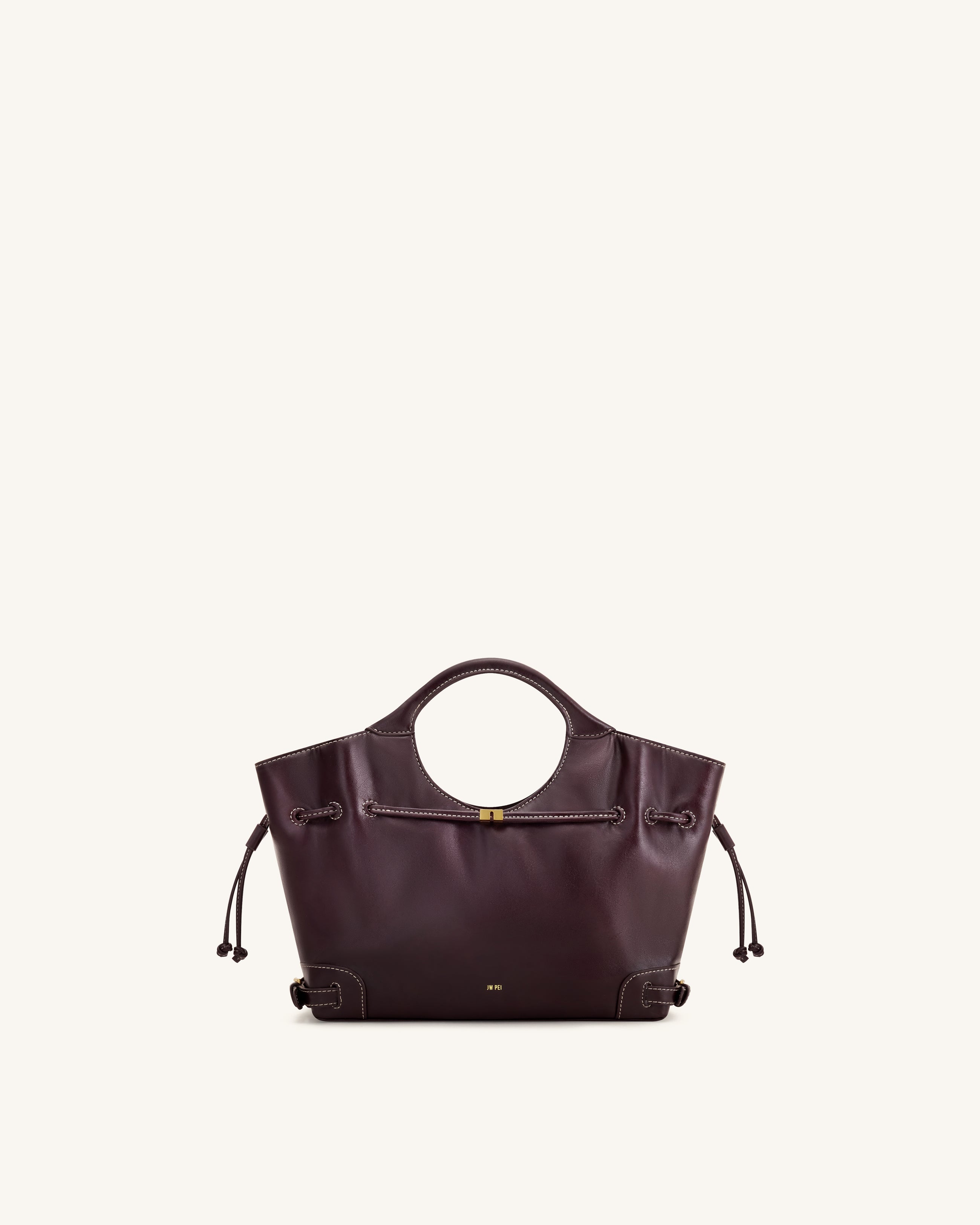 Virelle Waxed Vegan Leather Drawstring Tote Bag - Burgundy
