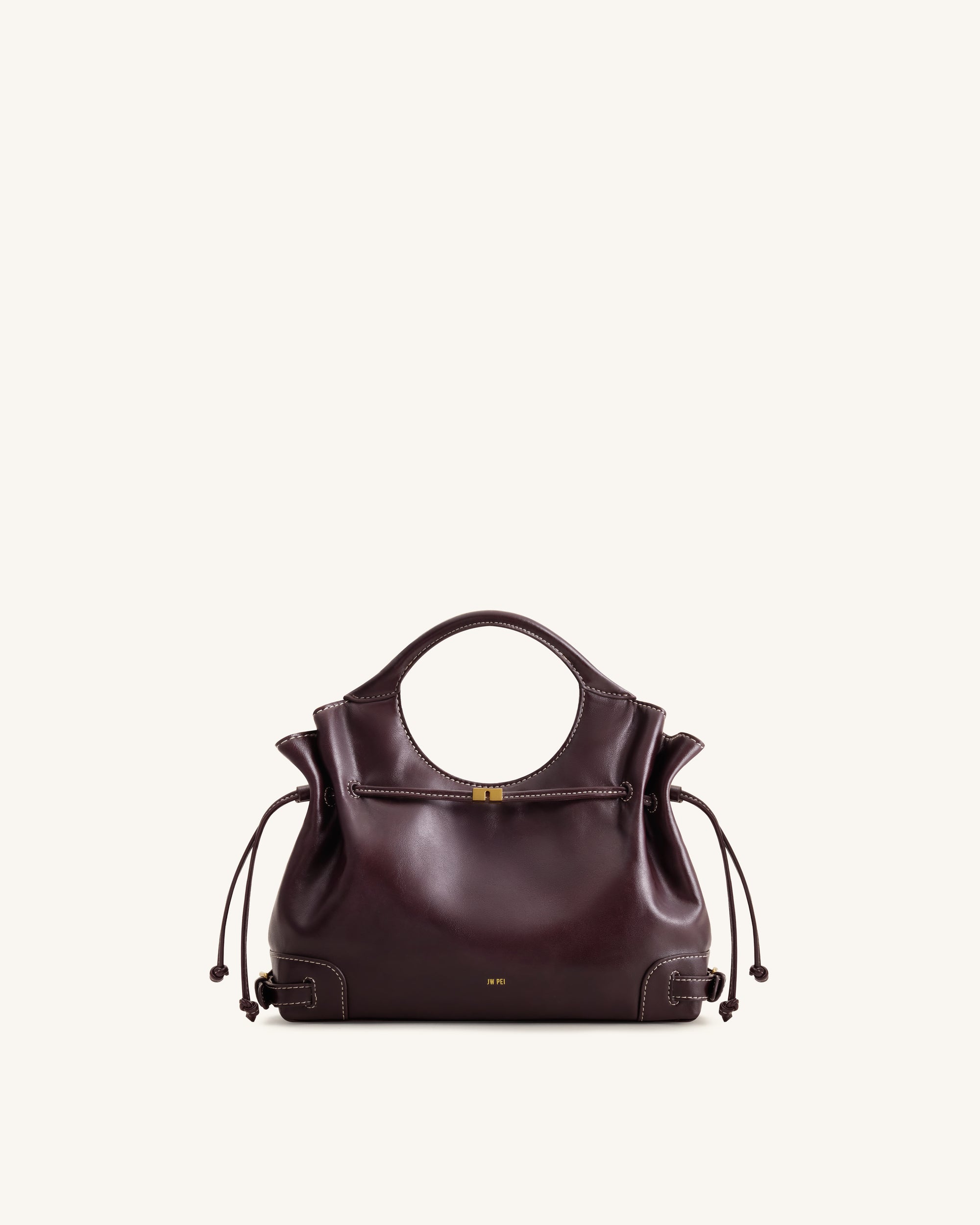 Virelle Waxed Vegan Leather Drawstring Tote Bag - Burgundy