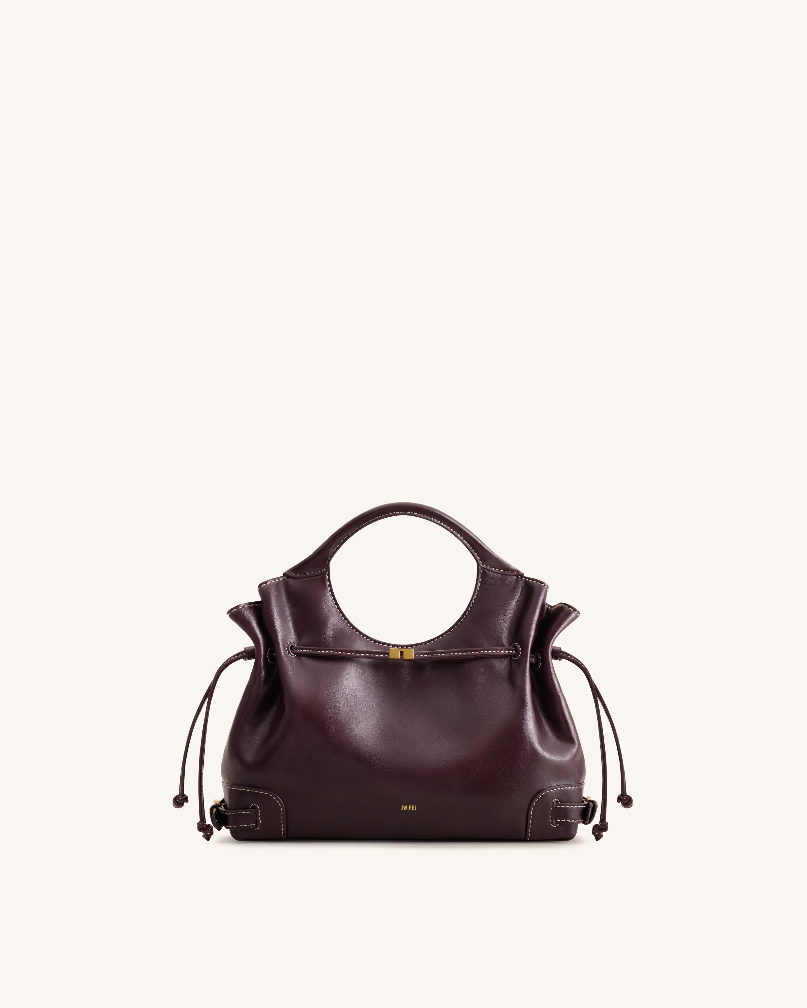 Virelle Waxed Vegan Leather Drawstring Tote Bag - Burgundy