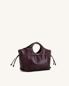 Virelle Waxed Vegan Leather Drawstring Tote Bag - Burgundy