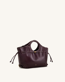 Virelle Waxed Vegan Leather Drawstring Tote Bag - Burgundy
