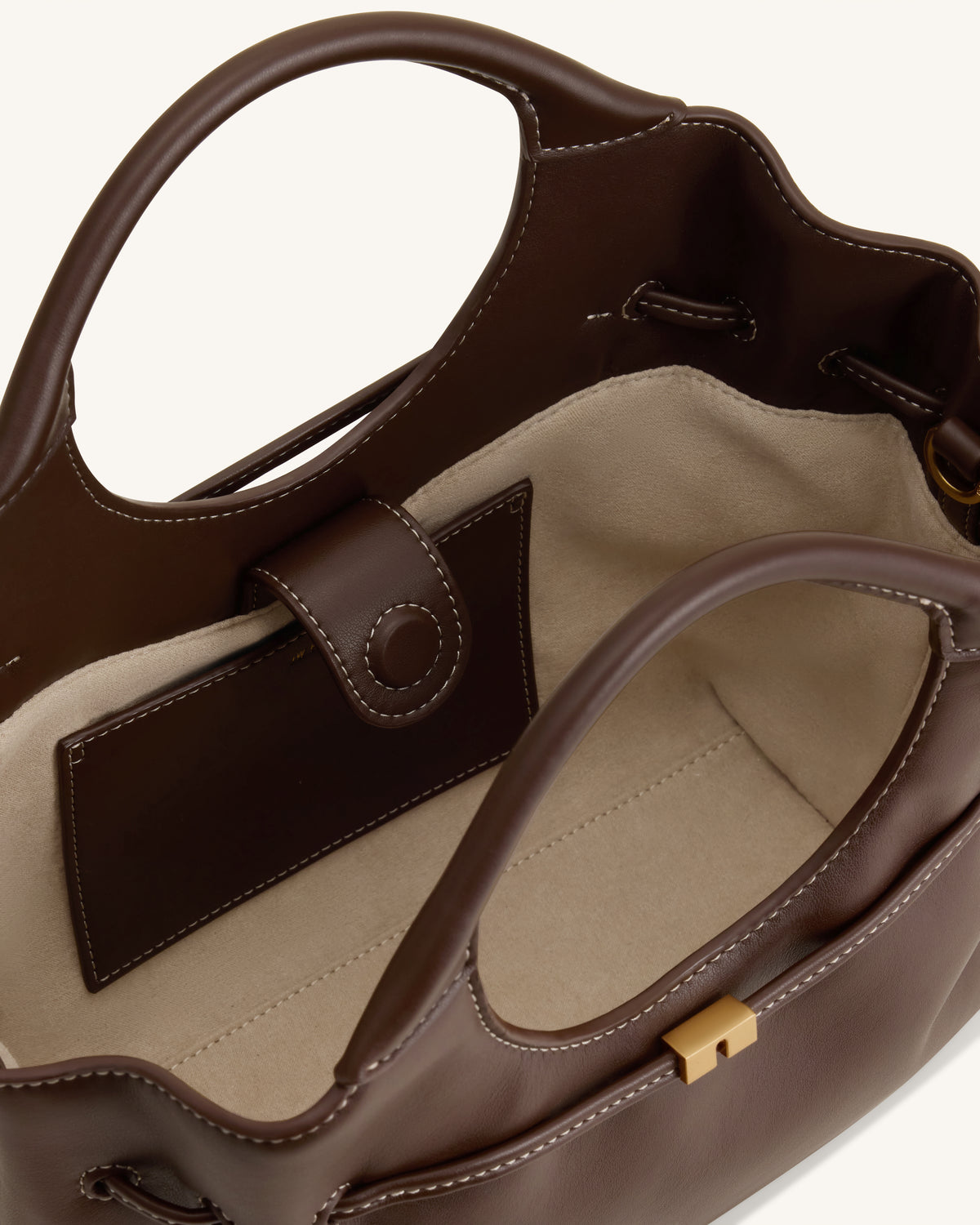 Virelle Drawstring Tote Bag - Brown