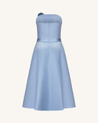 Iris Embroidered Strapless A-Line Midi Dress - Dusty Blue
